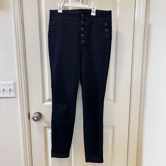 J Brand Natasha Sky High Skinny Jeans Seriously Black Button-Fly Women's Size 31 - Picture 1 of 16